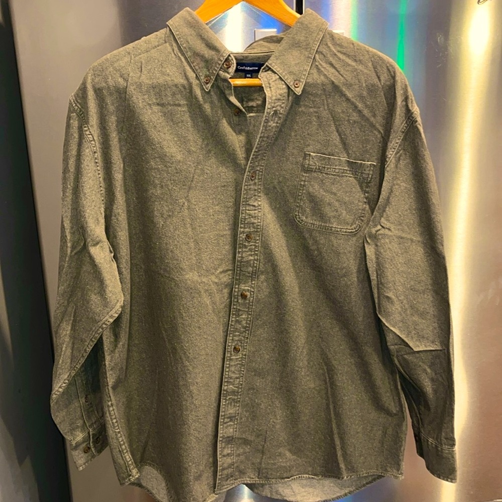 Croft & Barrow GREEN flannel shirt MEN 2xl button up collared cotton long sleeve